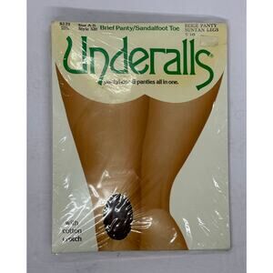 3 Vintage Hanes Underalls Brief Panty Sandalfoot Toe Size A-B Beige Suntan 320